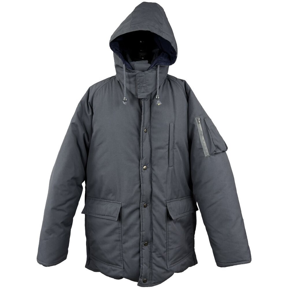 Vintage CAMEL Dark Grey Heavy Goose Down Winter Coat Hooded Jacket Men's XL